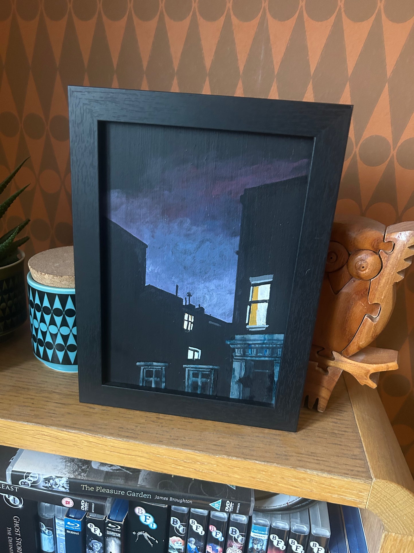 ‘After We Leave’ A5 night painting. Acrylic on board. Framed. 2025