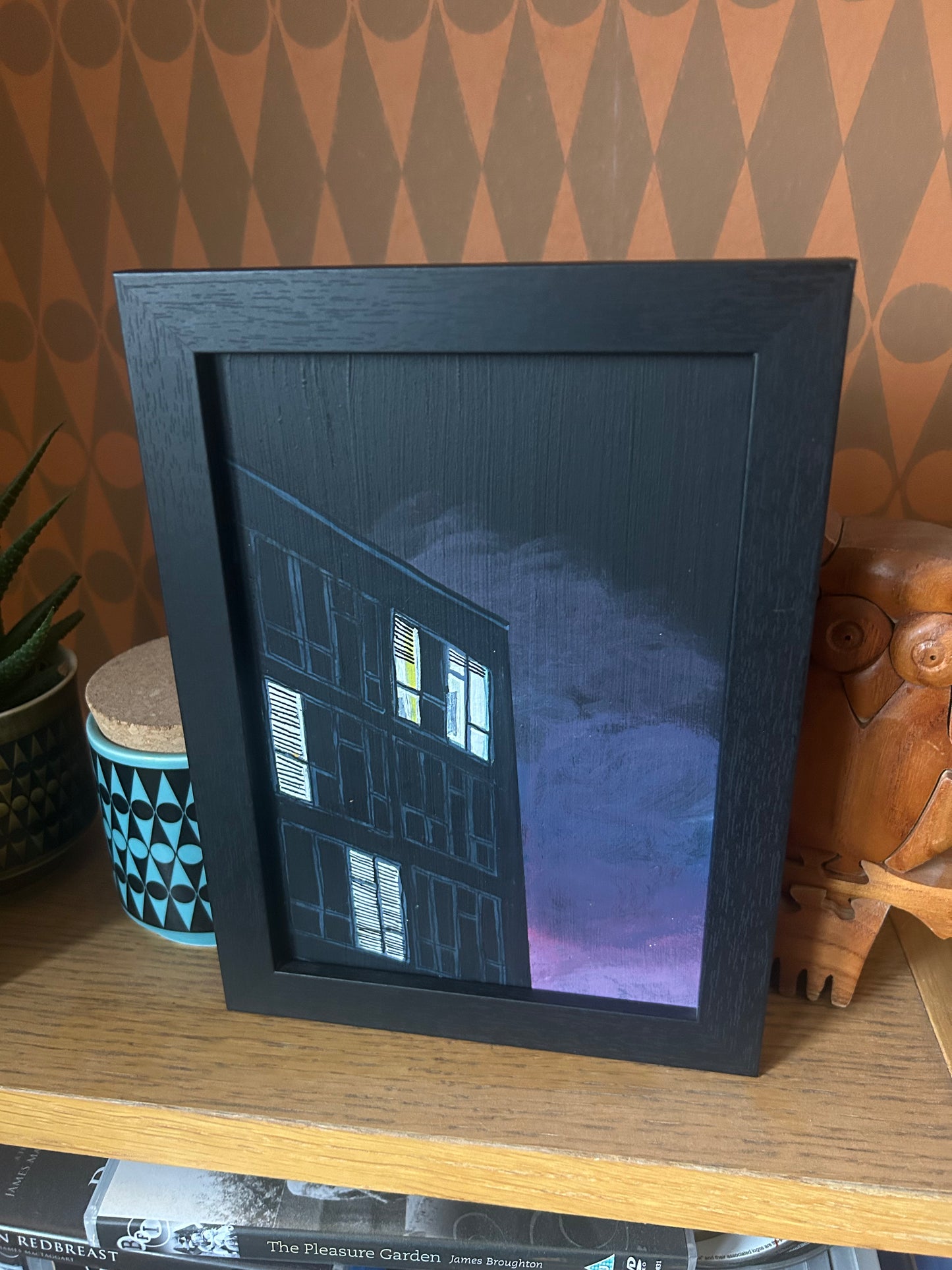 ‘I will not be alone again’ A5 night painting. Acrylic on board. Framed. 2025