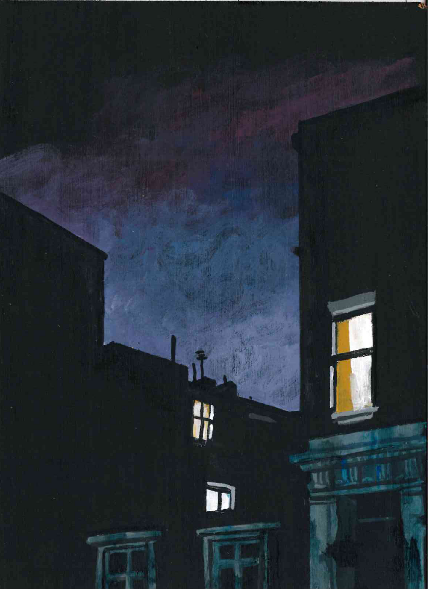 ‘After We Leave’ A5 night painting. Acrylic on board. Framed. 2025