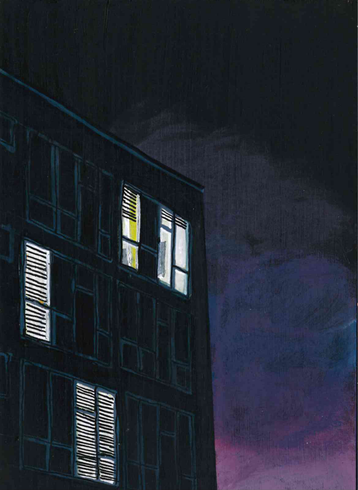 ‘I will not be alone again’ A5 night painting. Acrylic on board. Framed. 2025