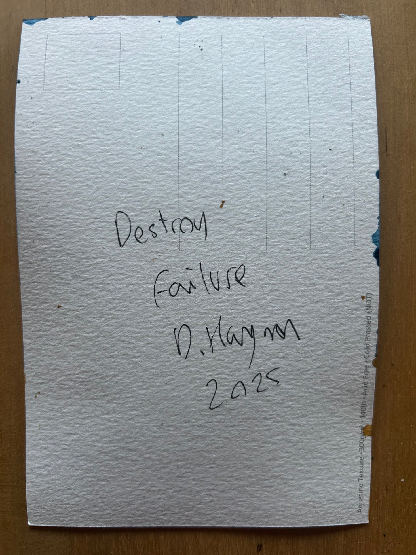 ‘Destroy Failure’ Postcard painting of a Lego Spaceman figure 1978.