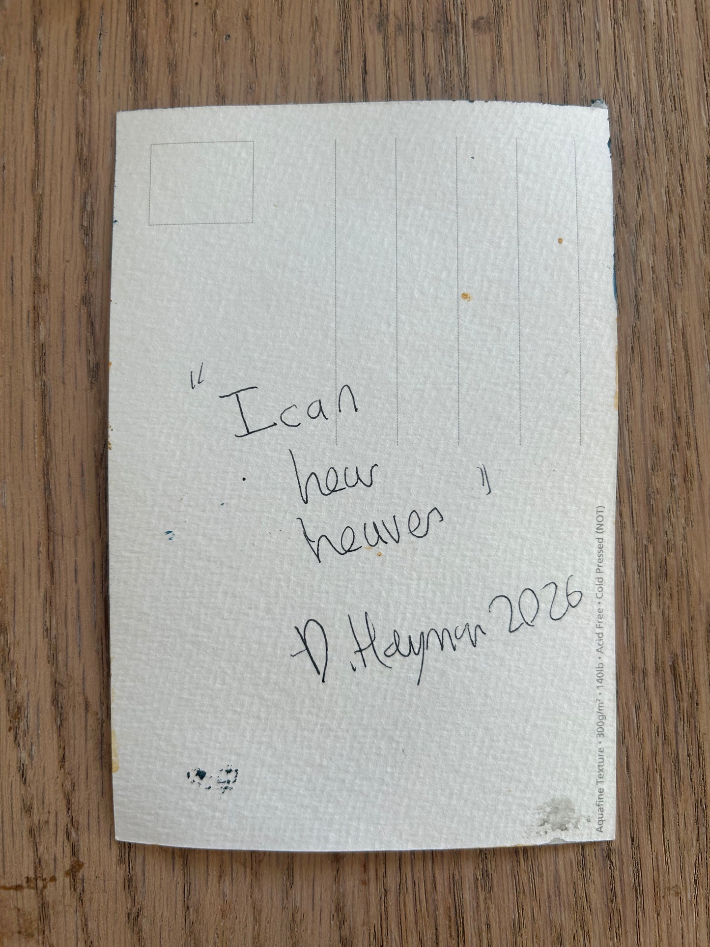 ‘I Can Hear Heaven’ Postcard painting of a Lego Spaceman figure 1978.