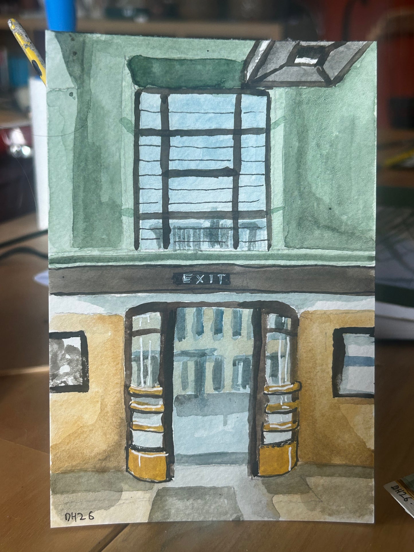 Richmond Underground Station London. Postcard painting. Watercolour.