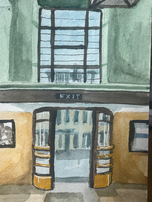 Richmond Underground Station London. Postcard painting. Watercolour.