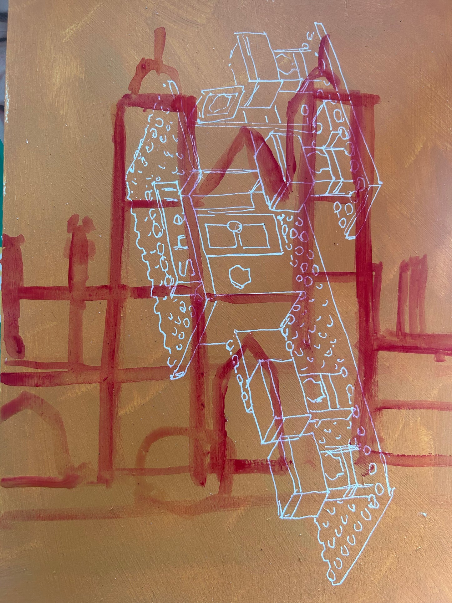 ‘Waterman’s Square’, Penge A4 painting. Acrylic on board. Framed. 2026. Painted on location.