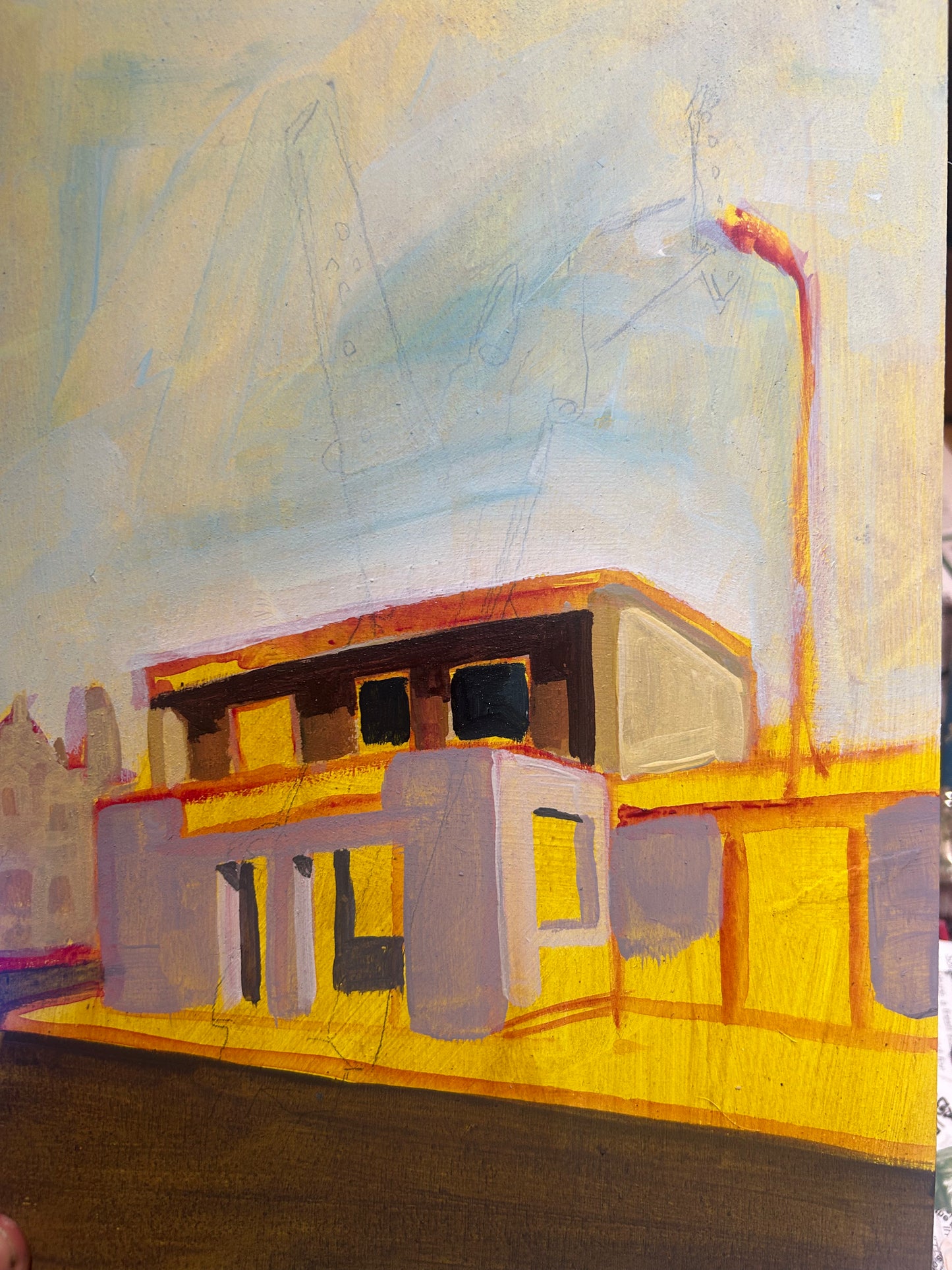 The Crooked Billet pub, Penge A4 painting. Acrylic on board. Framed. 2026. Painted on location.