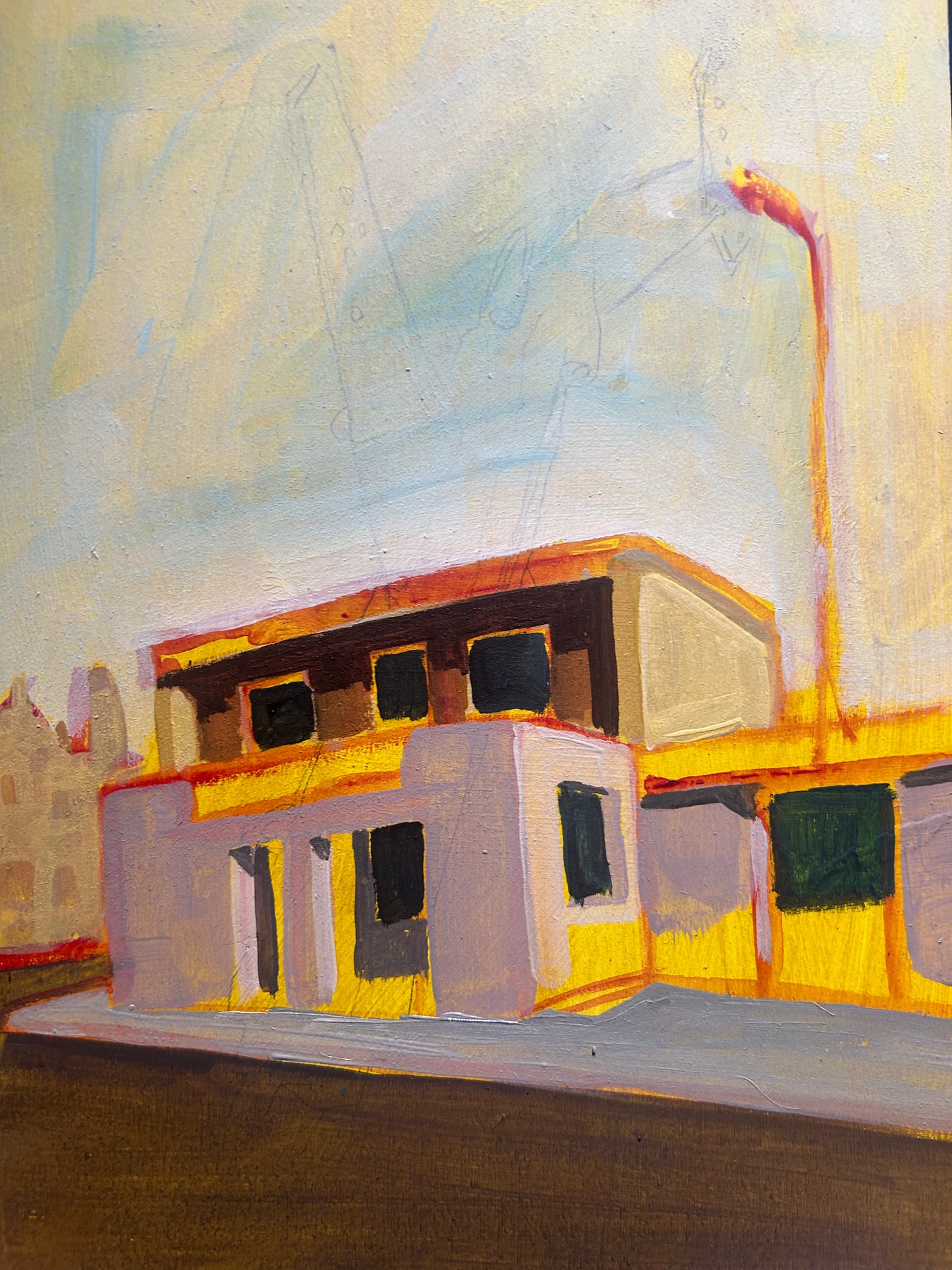 The Crooked Billet pub, Penge A4 painting. Acrylic on board. Framed. 2026. Painted on location.