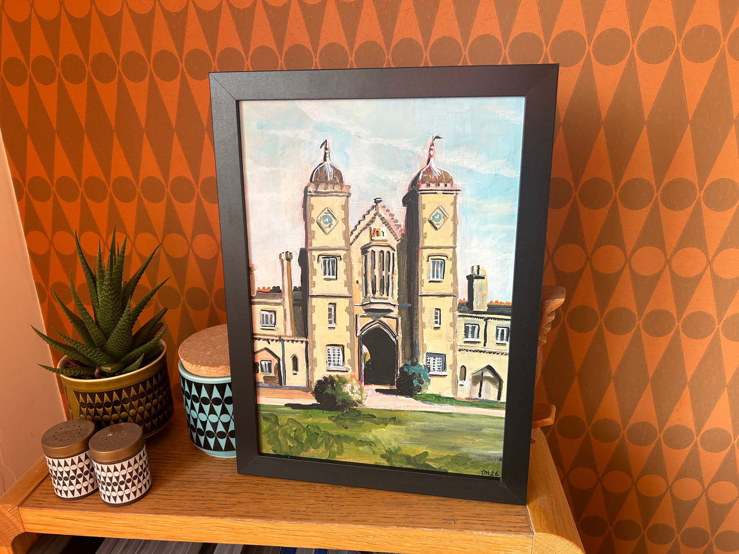 ‘Waterman’s Square’, Penge A4 painting. Acrylic on board. Framed. 2026. Painted on location.