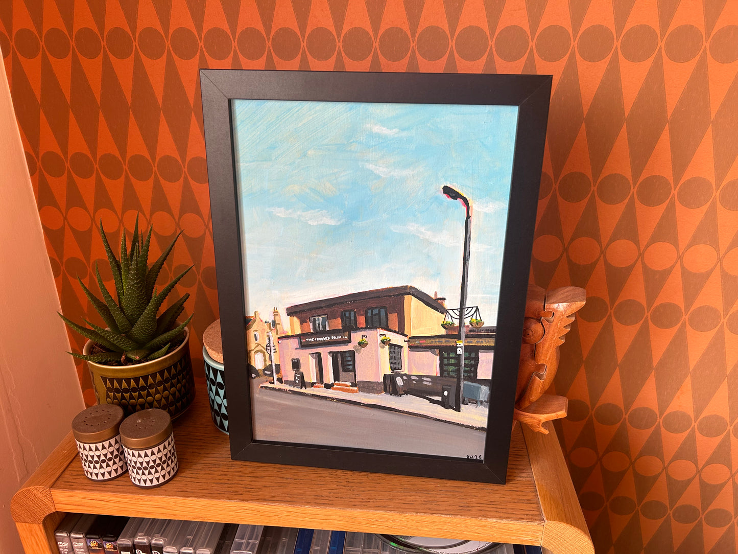 The Crooked Billet pub, Penge A4 painting. Acrylic on board. Framed. 2026. Painted on location.