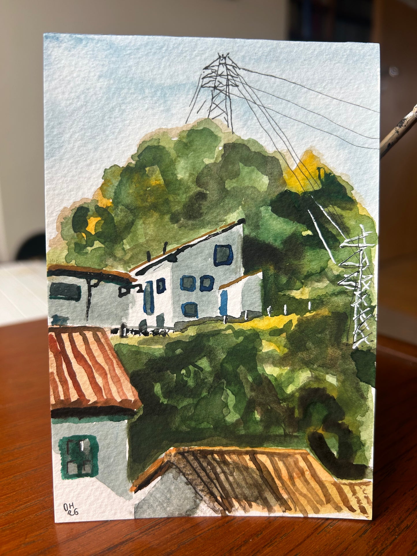Cudillero, Asturias, Spain. Postcard Painting. watercolour.