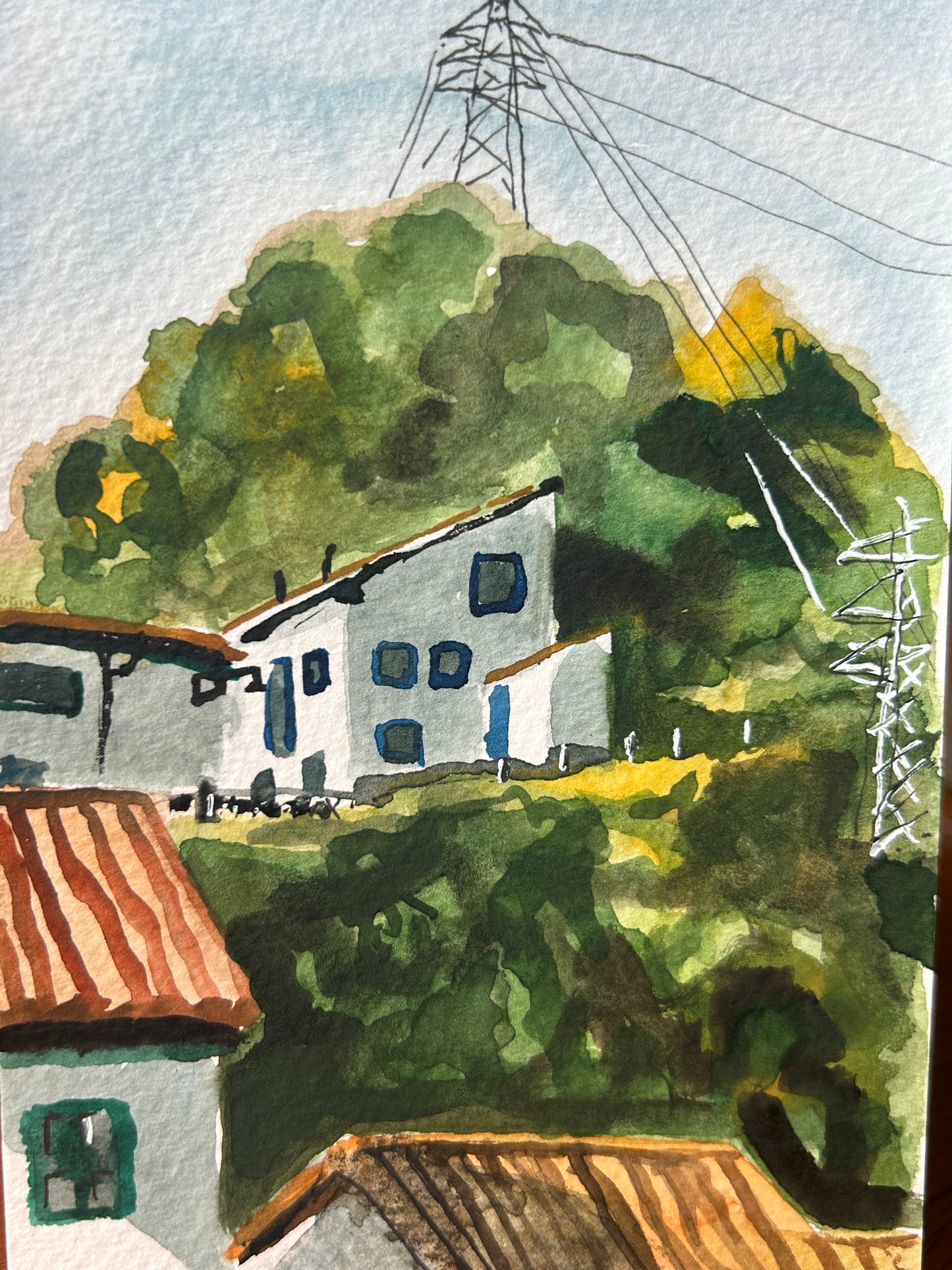Cudillero, Asturias, Spain. Postcard Painting. watercolour.