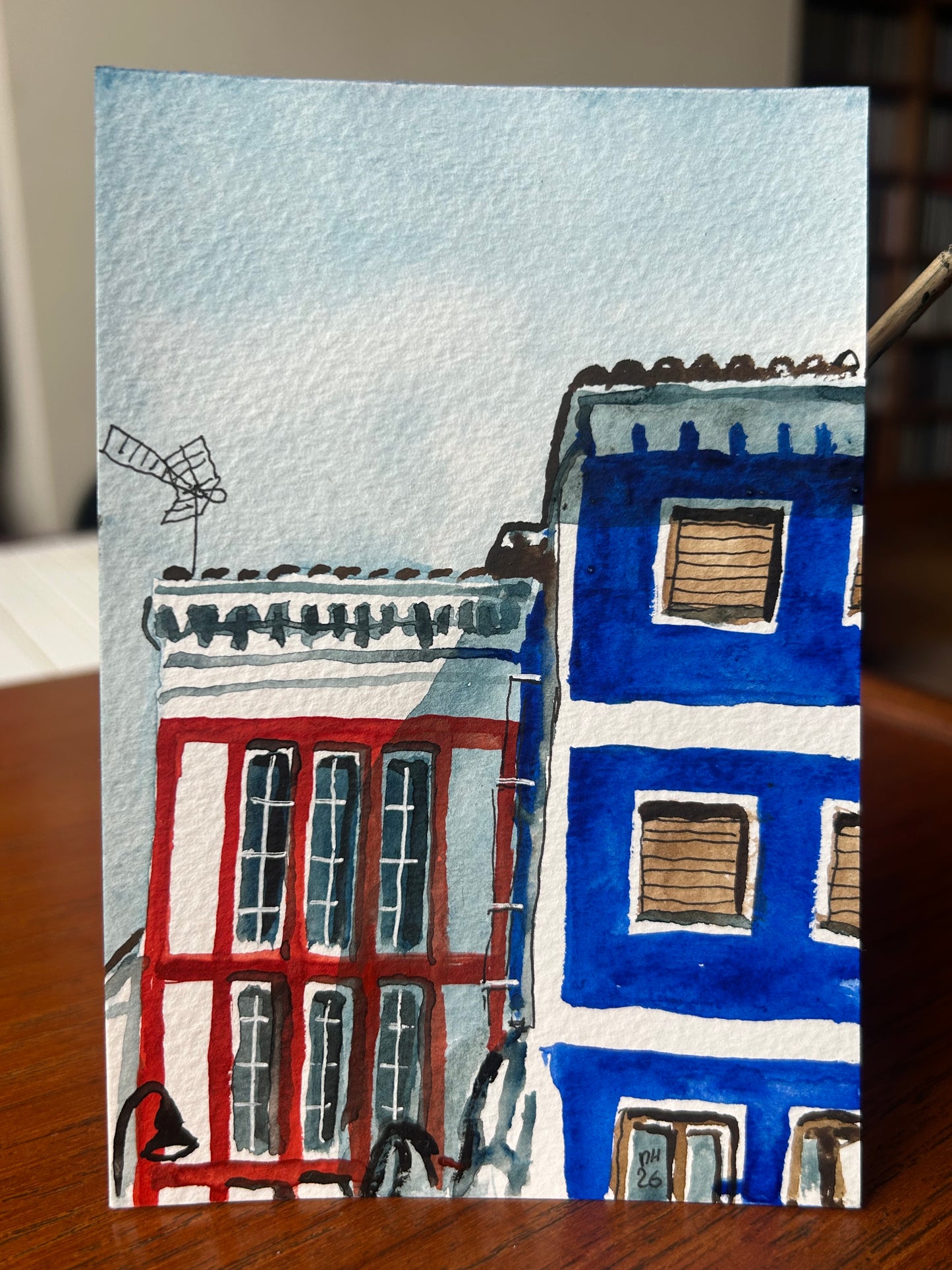 Cudillero, Asturias, Spain. Postcard Painting. watercolour.