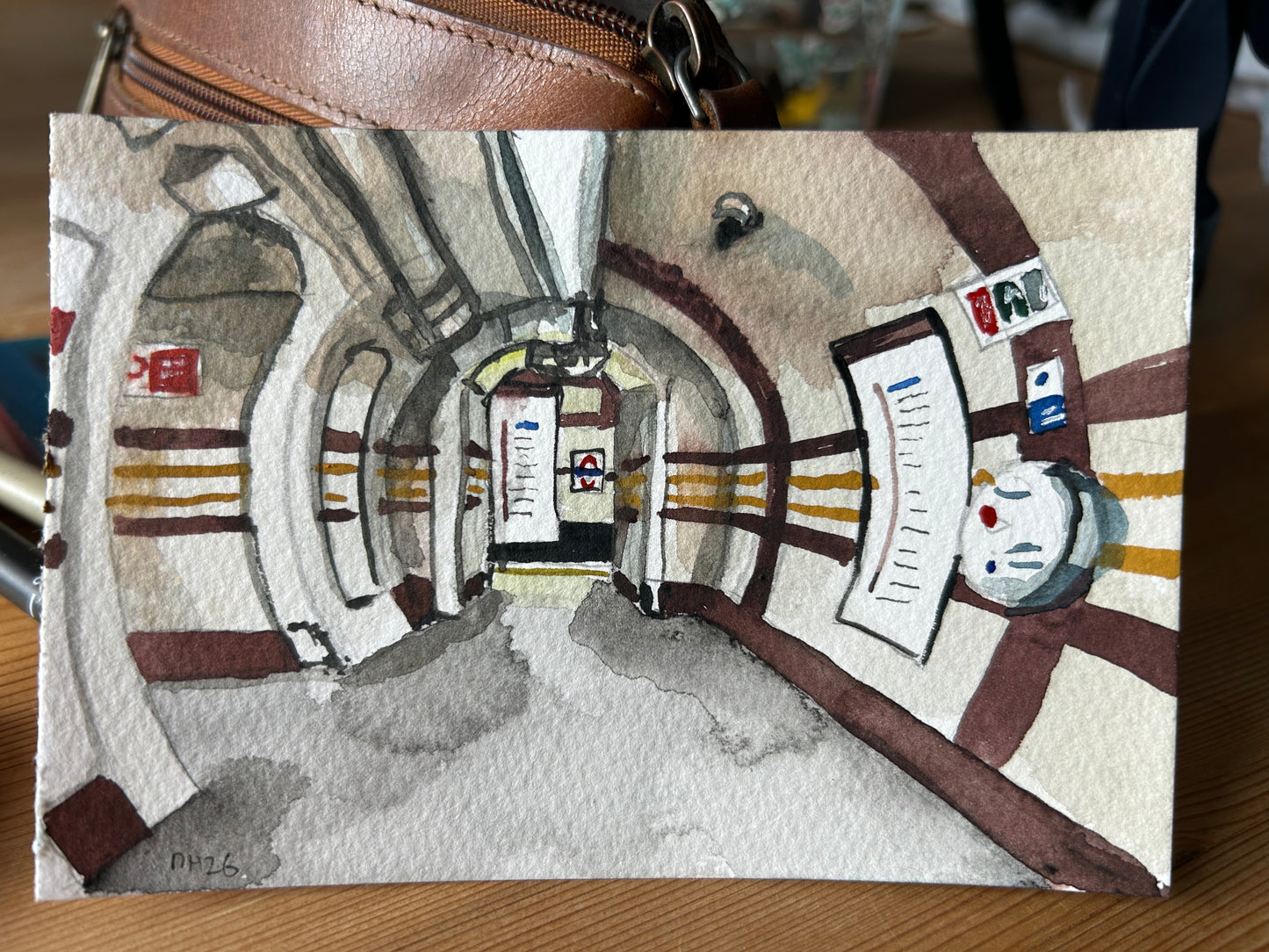 Regents Park Underground Station, London. Postcard painting. Watercolour.