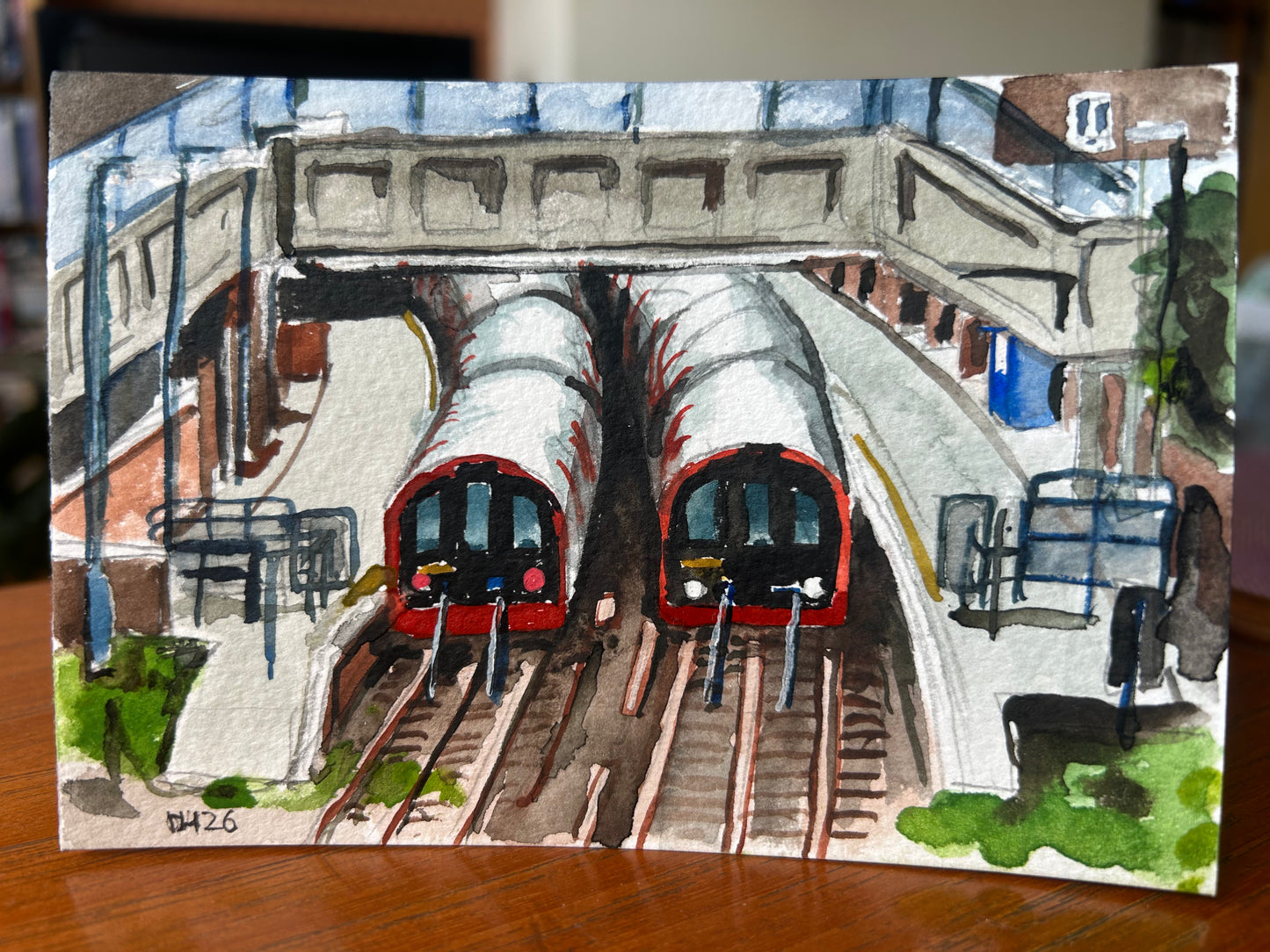 Epping Underground Station, London. Postcard painting. Watercolour.