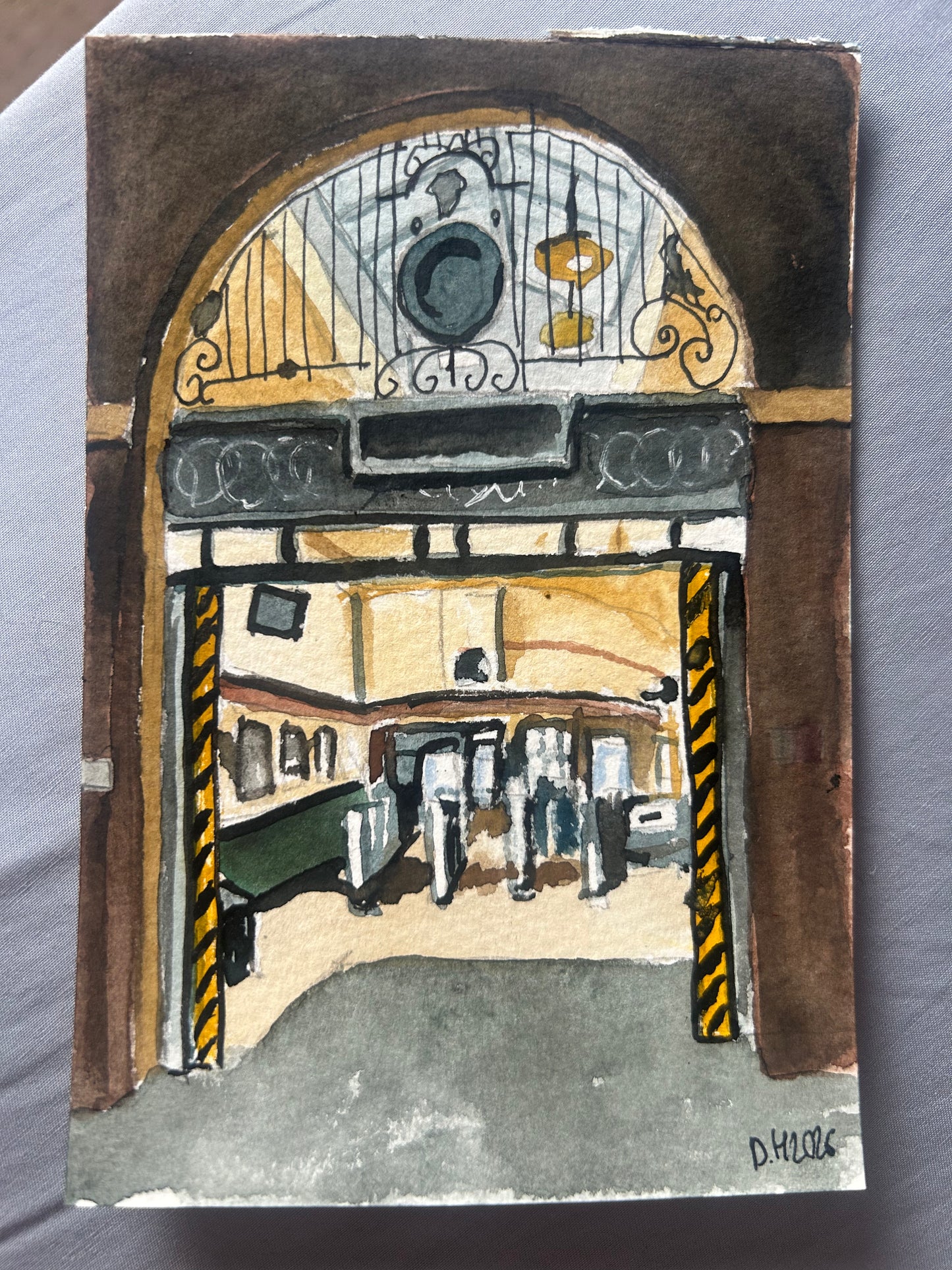 Stamford Brook Underground Station, London. Postcard painting. Watercolour.