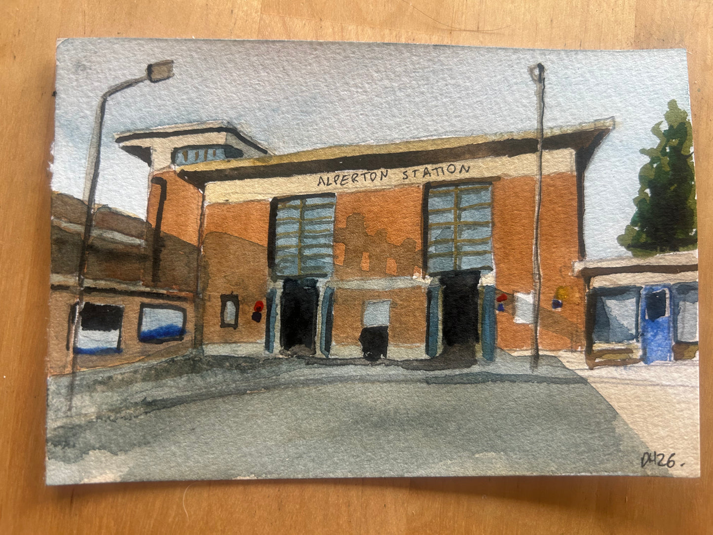 Alperton Underground Station, London. Postcard painting. Watercolour.