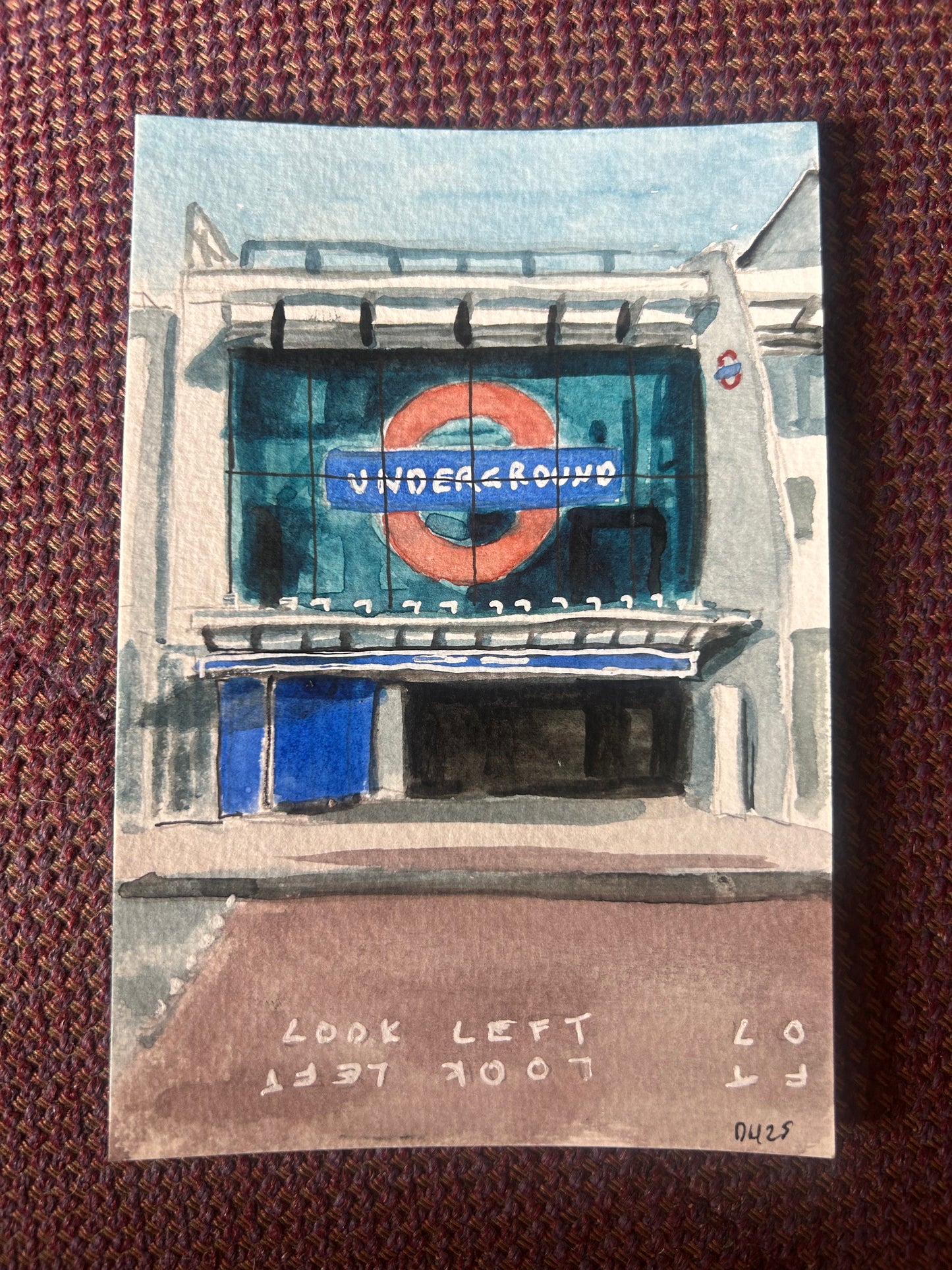 Brixton Underground Station. London. Postcard painting. Watercolour.