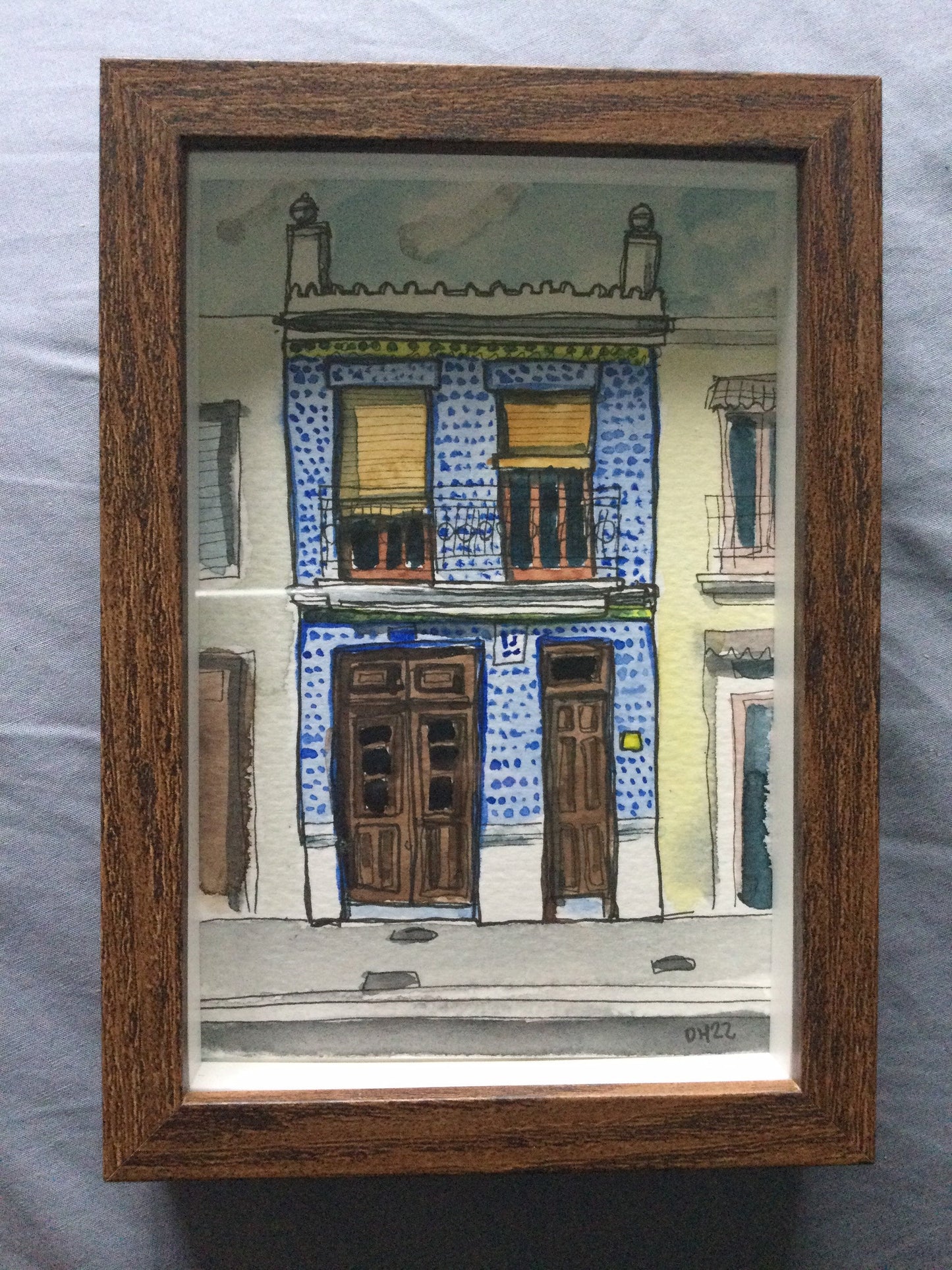 House in El Cabanyal, Valencia. #4. Postcard painting.