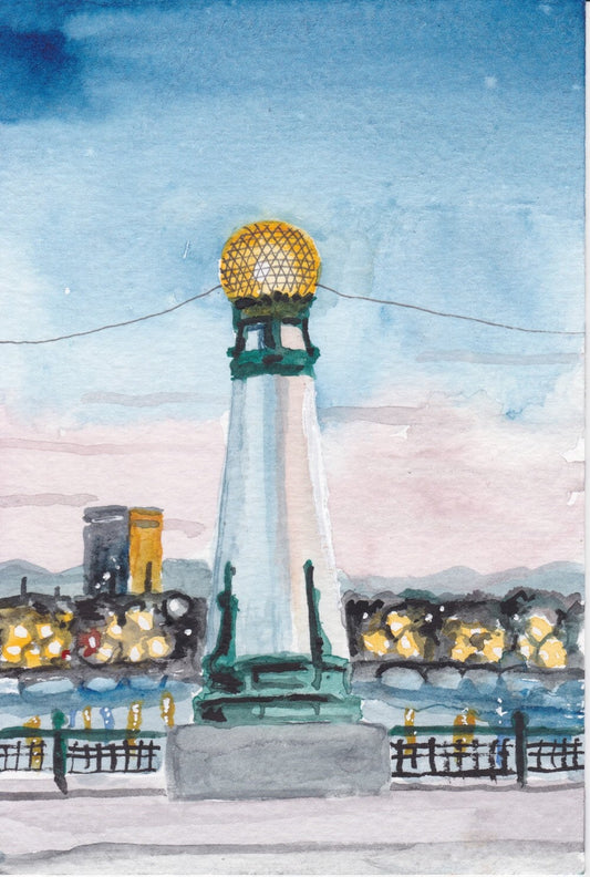 Postcard painting (A6) of bridge in San Sebastián, Donostia, Spain. watercolour.
