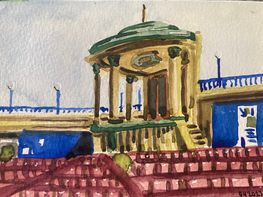 Postcard painting of bandstand at Eastbourne.