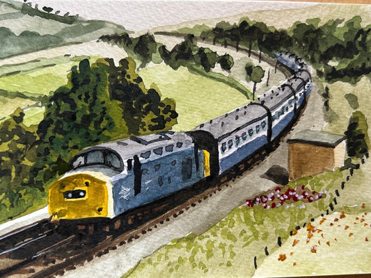 Postcard painting of class 40. Watercolour.