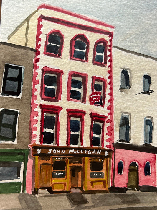Postcard painting (A6) of John Mulligan’s pub in Dublin