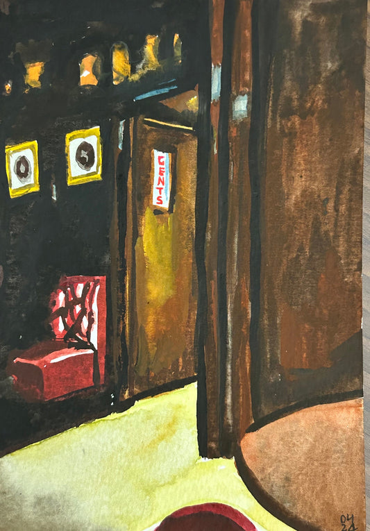 Postcard painting (A6) of The Long Hall pub in Dublin